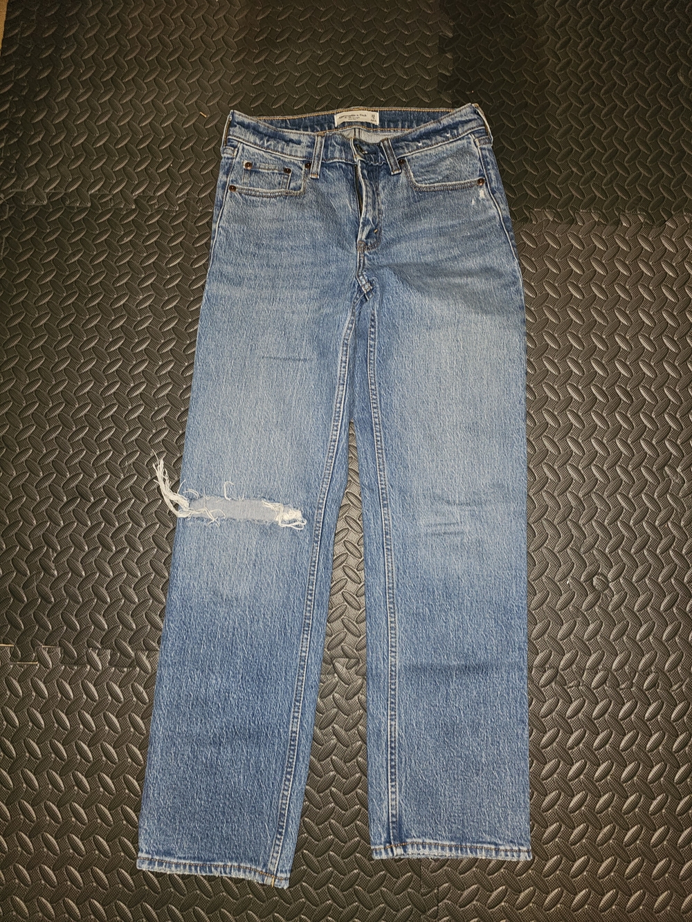 Abercrombie & Fitch Light Blue Boyfriend Jeans with Knee Distress